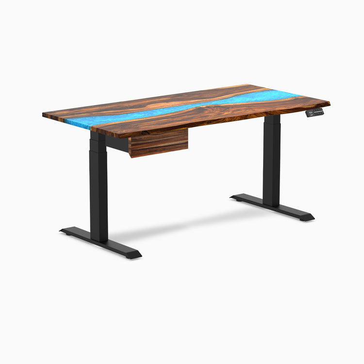 Desky Dual Resin Hardwood Standing Desk With Drawer