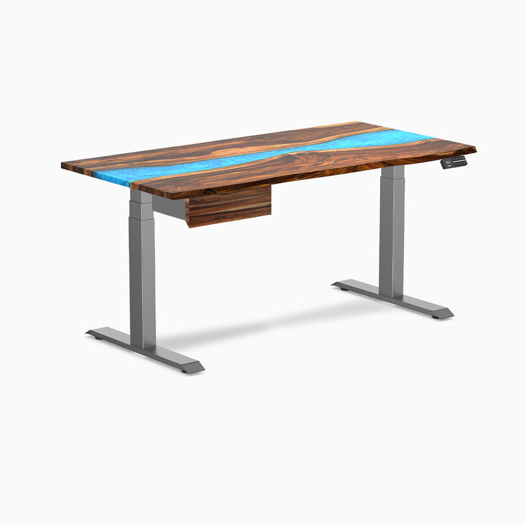 Desky Dual Resin Hardwood Standing Desk With Drawer