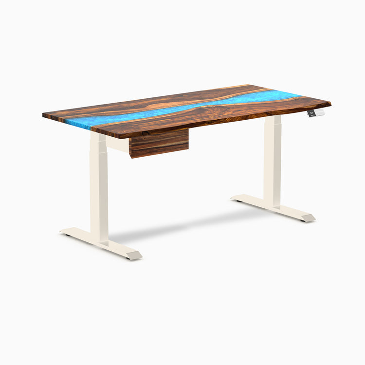 Desky Dual Resin Hardwood Standing Desk With Drawer