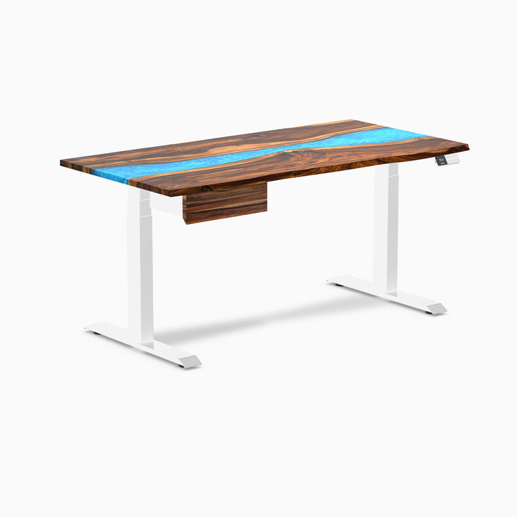 Desky Dual Resin Hardwood Standing Desk With Drawer