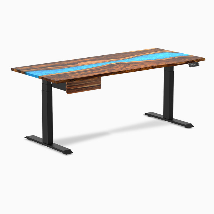 Desky Dual Resin Hardwood Standing Desk With Drawer