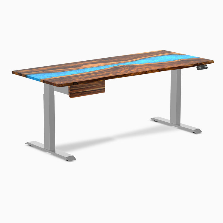 Desky Dual Resin Hardwood Standing Desk With Drawer