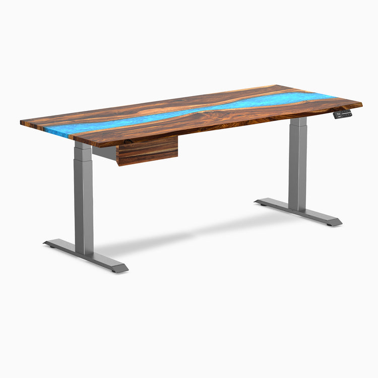 Desky Dual Resin Hardwood Standing Desk With Drawer