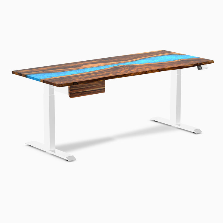 Desky Dual Resin Hardwood Standing Desk With Drawer