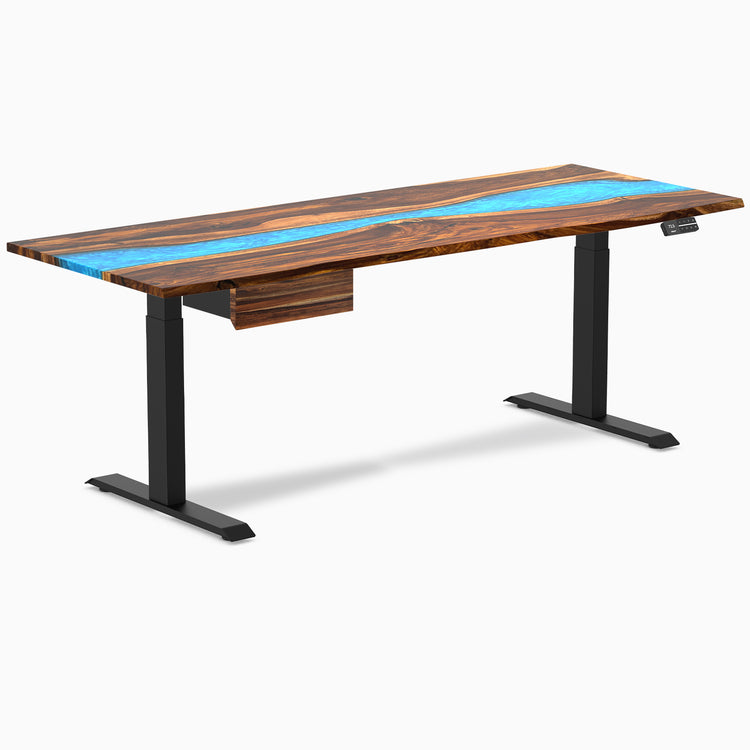 Desky Dual Resin Hardwood Standing Desk With Drawer