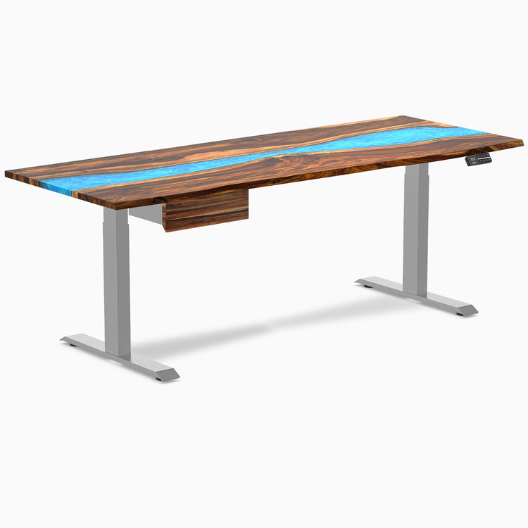 Desky Dual Resin Hardwood Standing Desk With Drawer