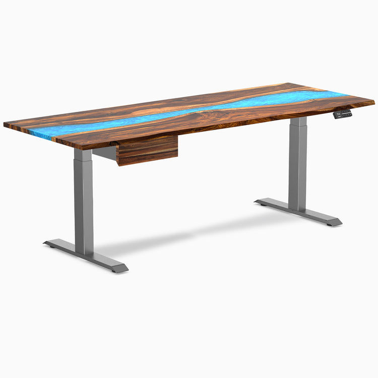 Desky Dual Resin Hardwood Standing Desk With Drawer