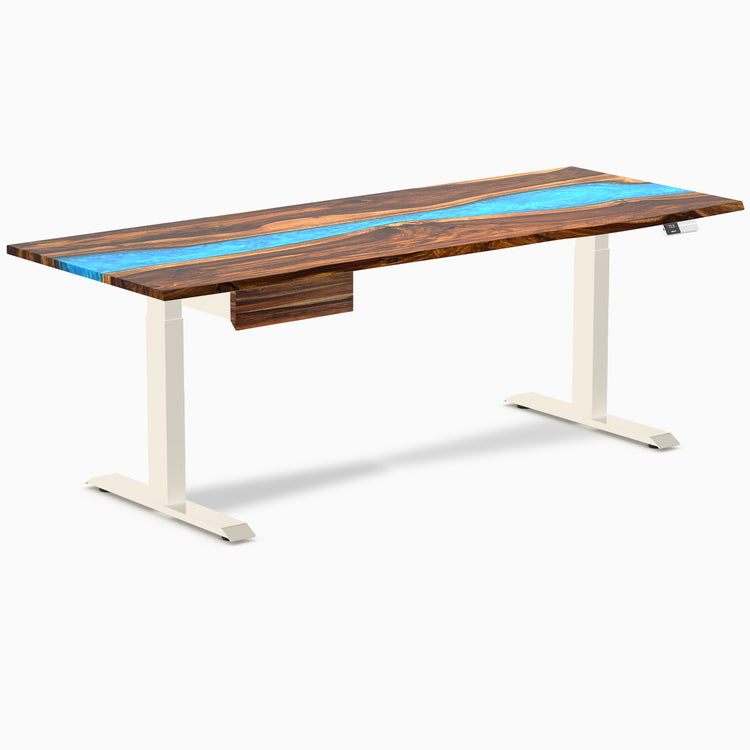 Desky Dual Resin Hardwood Standing Desk With Drawer