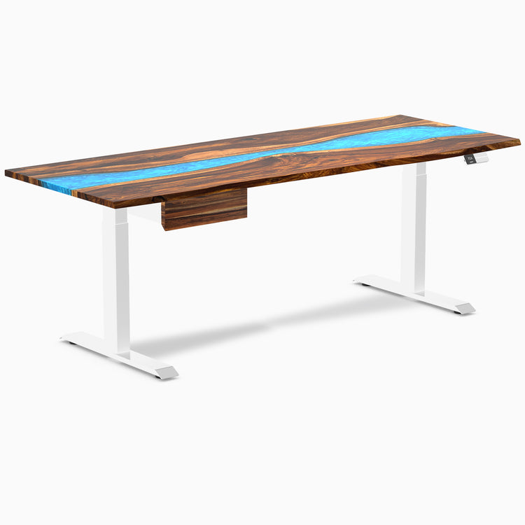 Desky Dual Resin Hardwood Standing Desk With Drawer