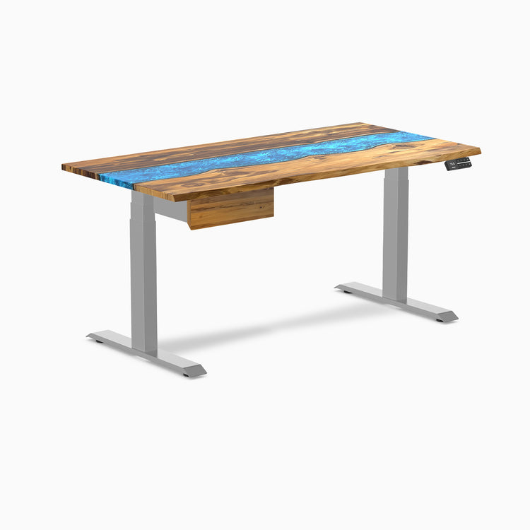 Desky Dual Resin Hardwood Standing Desk With Drawer