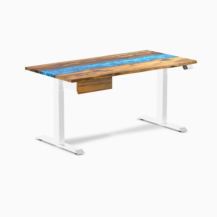 Desky Dual Resin Hardwood Standing Desk With Drawer