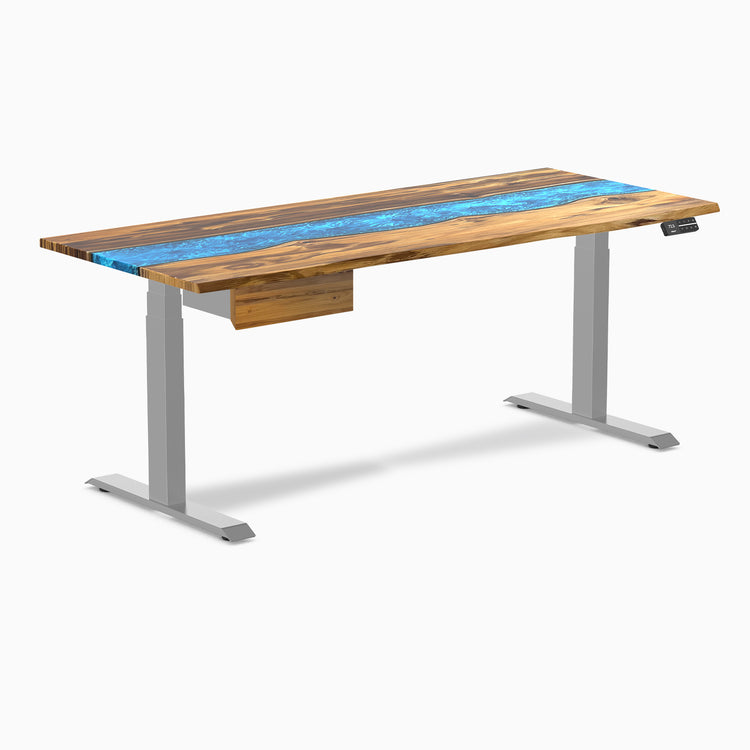 Desky Dual Resin Hardwood Standing Desk With Drawer