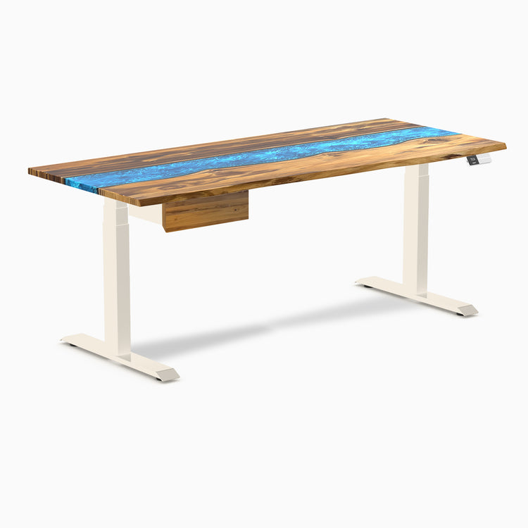 Desky Dual Resin Hardwood Standing Desk With Drawer