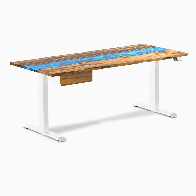 Desky Dual Resin Hardwood Standing Desk With Drawer