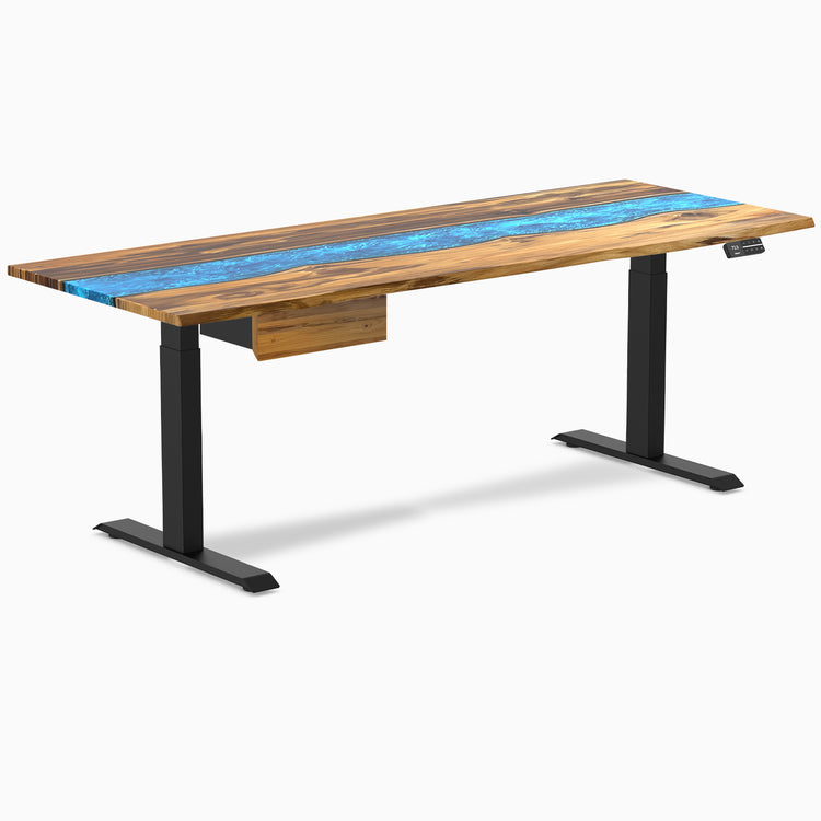 Desky Dual Resin Hardwood Standing Desk With Drawer