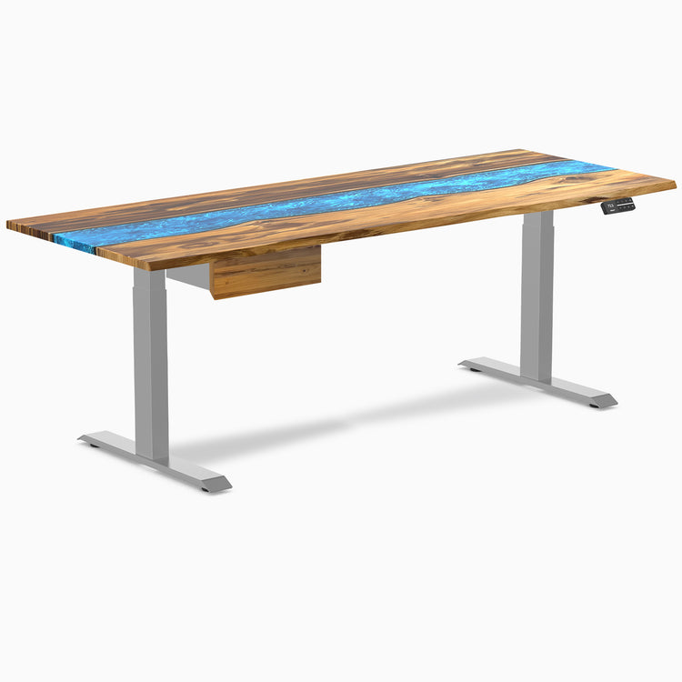Desky Dual Resin Hardwood Standing Desk With Drawer