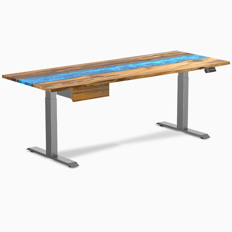 Desky Dual Resin Hardwood Standing Desk With Drawer