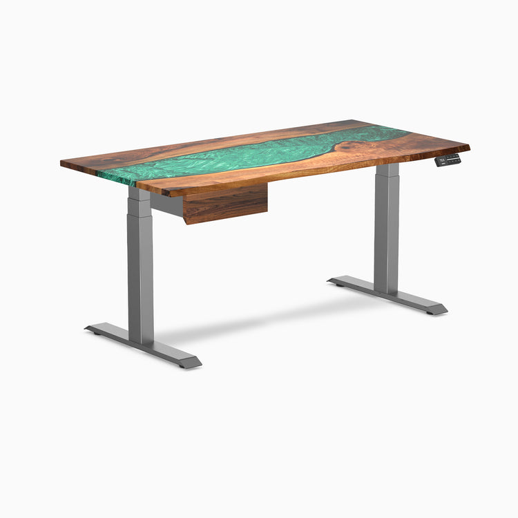 Desky Dual Resin Hardwood Standing Desk With Drawer