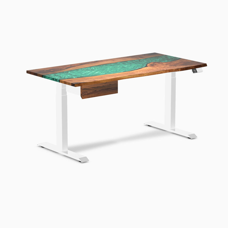 Desky Dual Resin Hardwood Standing Desk With Drawer