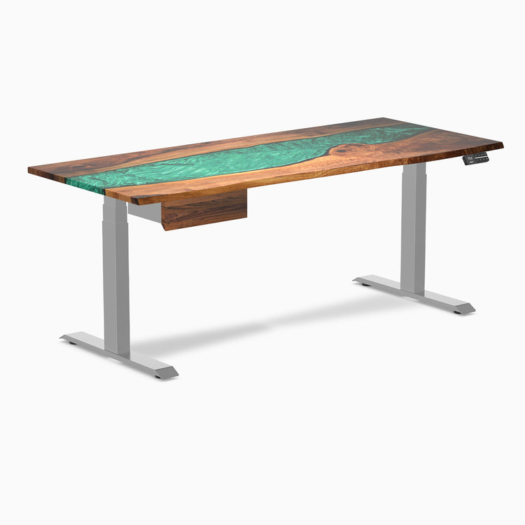 Desky Dual Resin Hardwood Standing Desk With Drawer