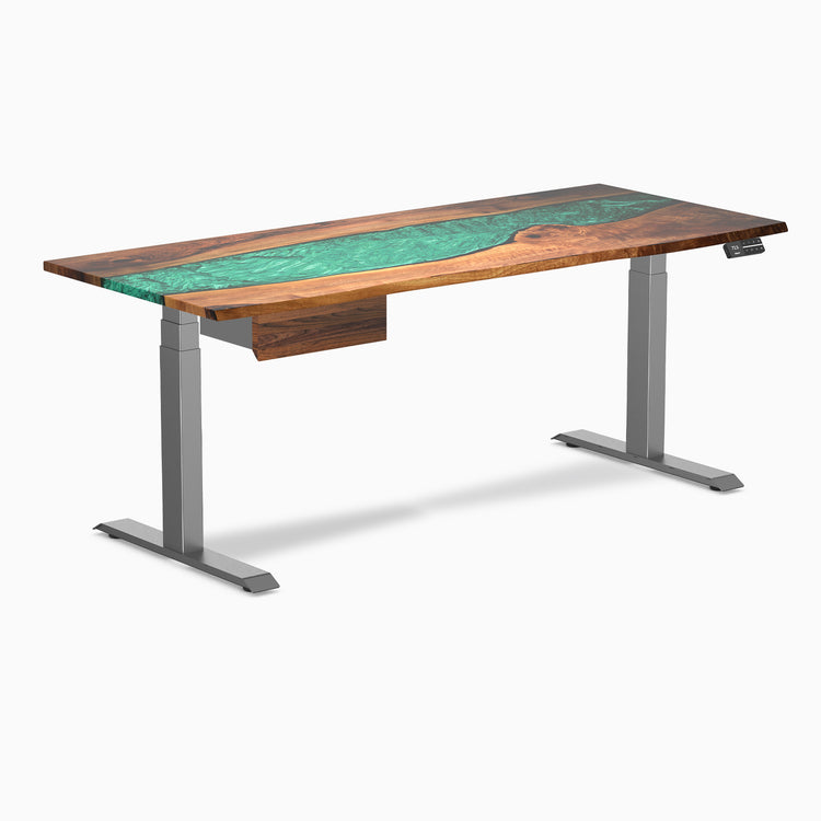 Desky Dual Resin Hardwood Standing Desk With Drawer