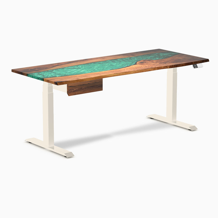 Desky Dual Resin Hardwood Standing Desk With Drawer