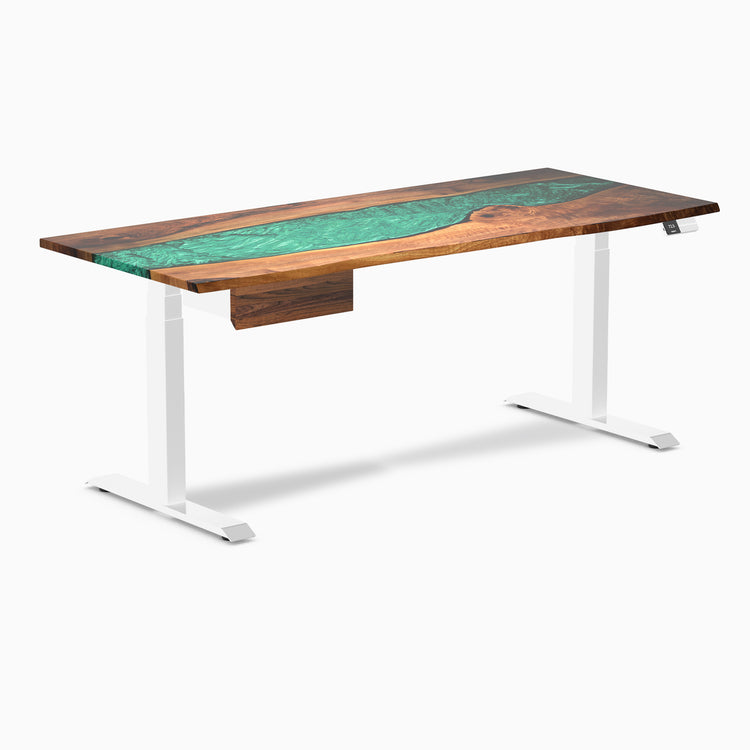 Desky Dual Resin Hardwood Standing Desk With Drawer