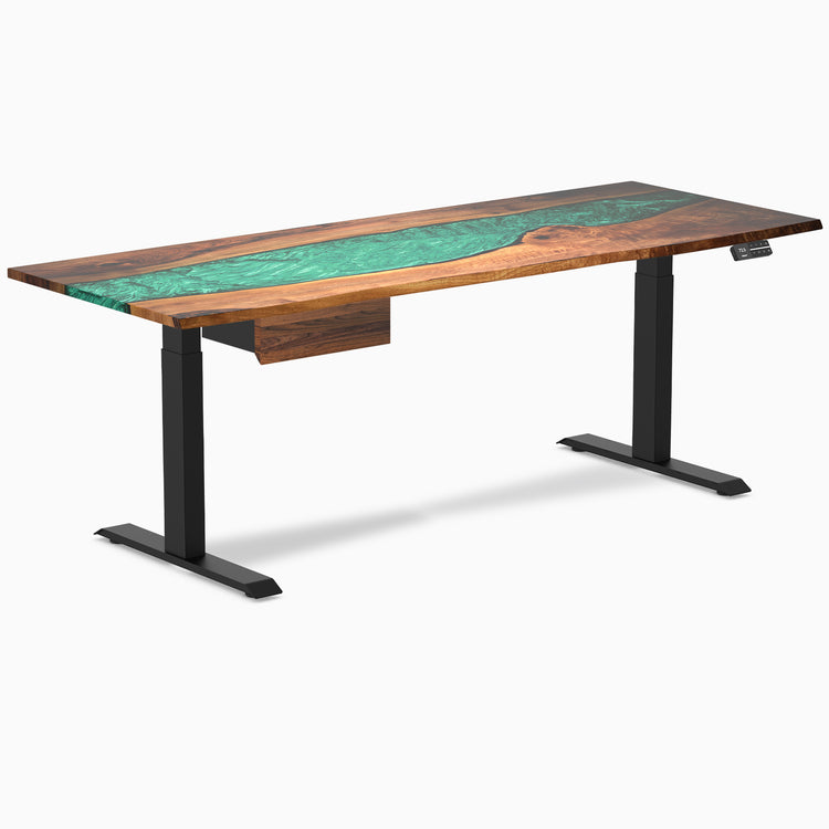 Desky Dual Resin Hardwood Standing Desk With Drawer