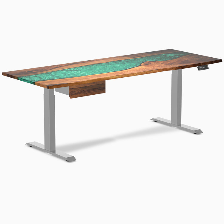 Desky Dual Resin Hardwood Standing Desk With Drawer