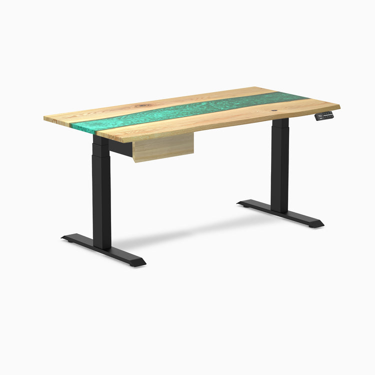 Desky Dual Resin Hardwood Standing Desk With Drawer