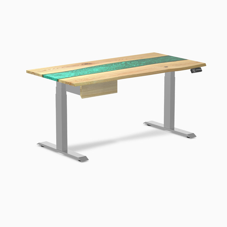 Desky Dual Resin Hardwood Standing Desk With Drawer