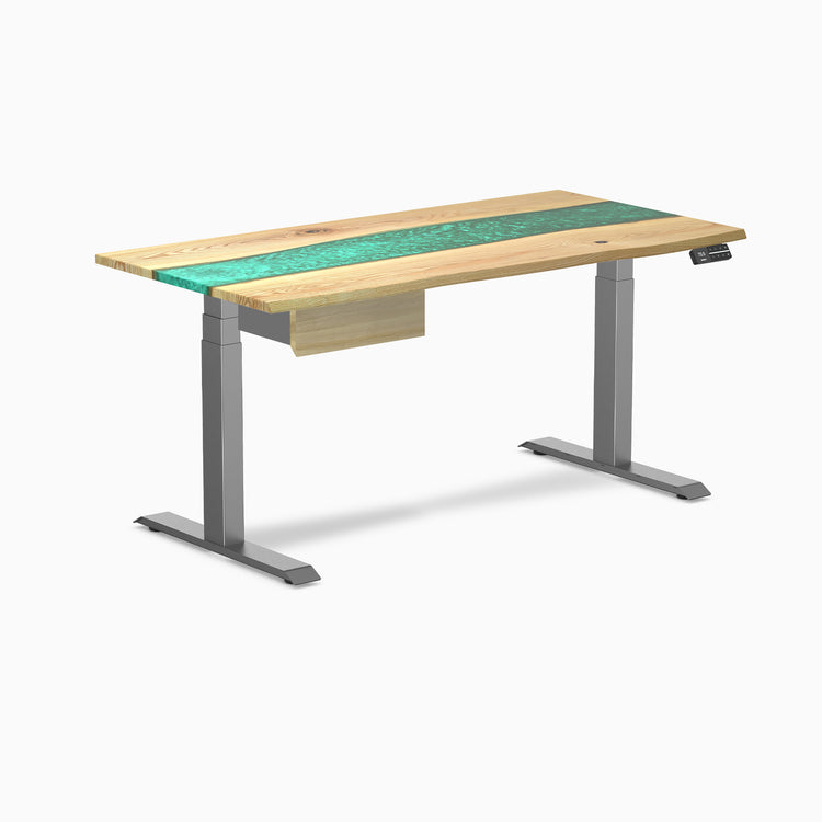 Desky Dual Resin Hardwood Standing Desk With Drawer