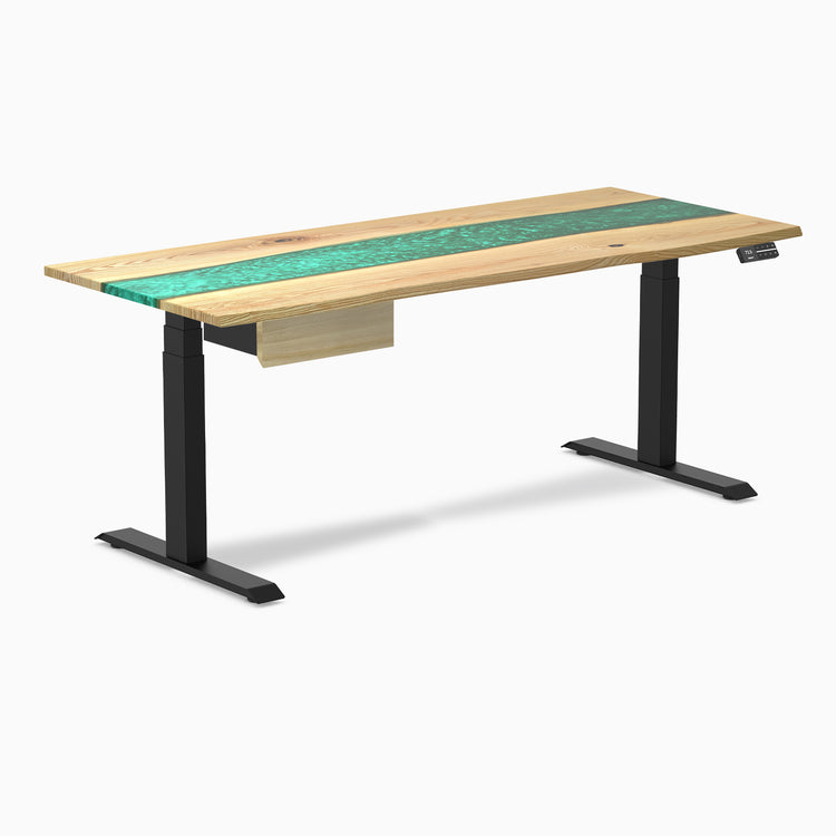 Desky Dual Resin Hardwood Standing Desk With Drawer