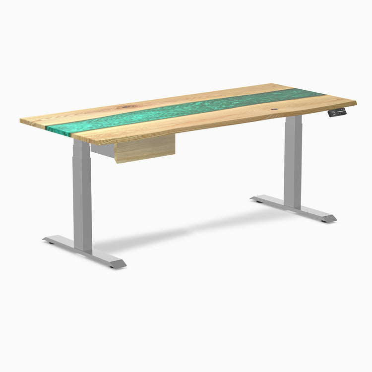 Desky Dual Resin Hardwood Standing Desk With Drawer