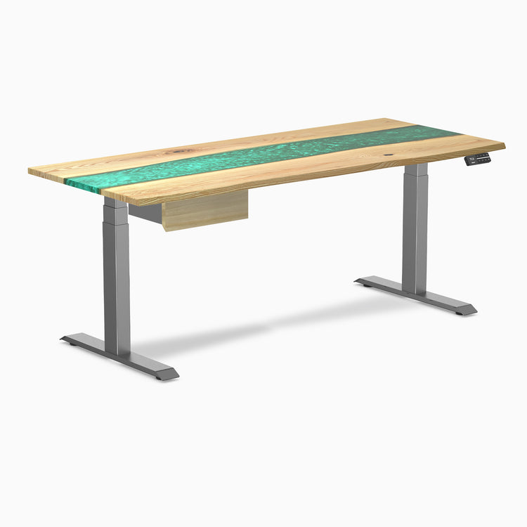 Desky Dual Resin Hardwood Standing Desk With Drawer