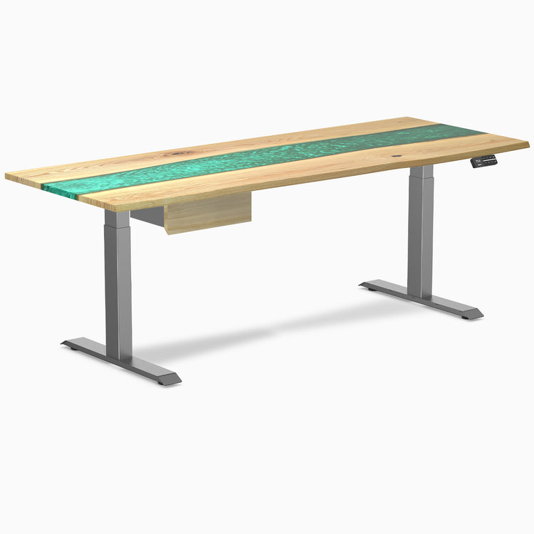 Desky Dual Resin Hardwood Standing Desk With Drawer