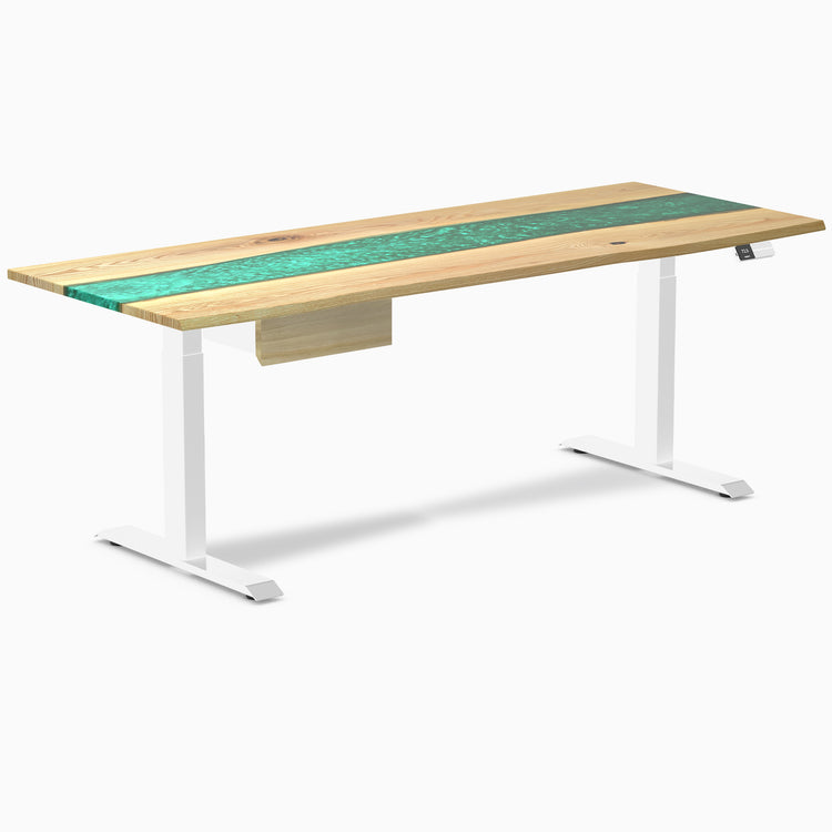 Desky Dual Resin Hardwood Standing Desk With Drawer