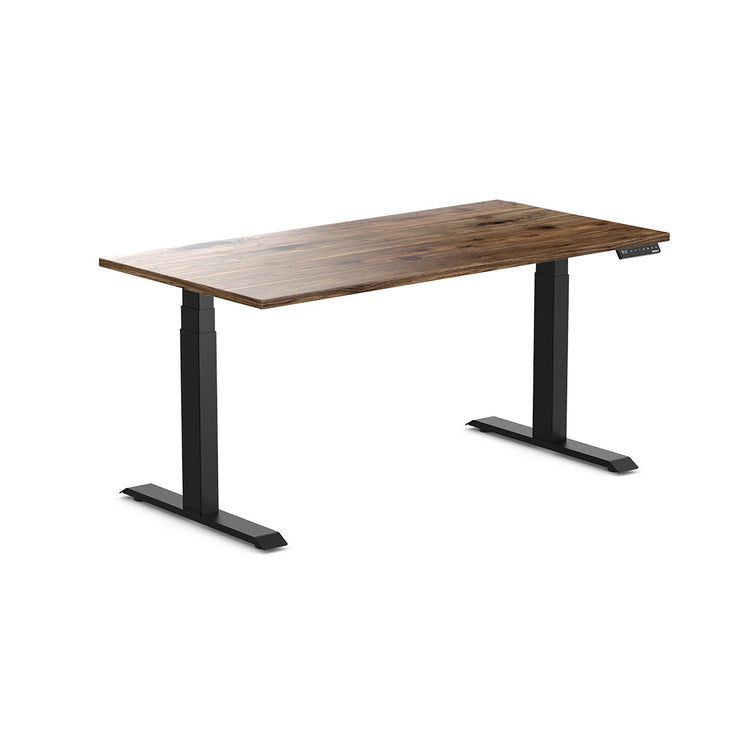 Almost Perfect Desky Dual Hardwood Sit Stand Desk-Natural Walnut Desky®