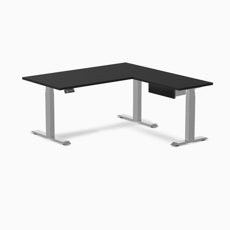 Desky Eco L-Shape Melamine Standing Desk With Drawer