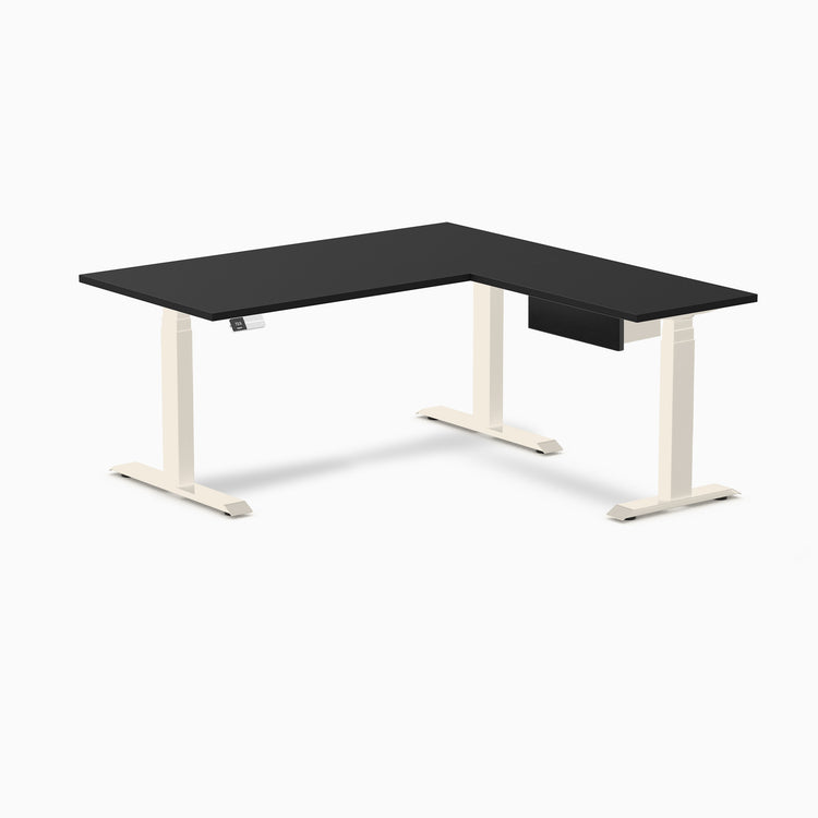 Desky Eco L-Shape Melamine Standing Desk With Drawer