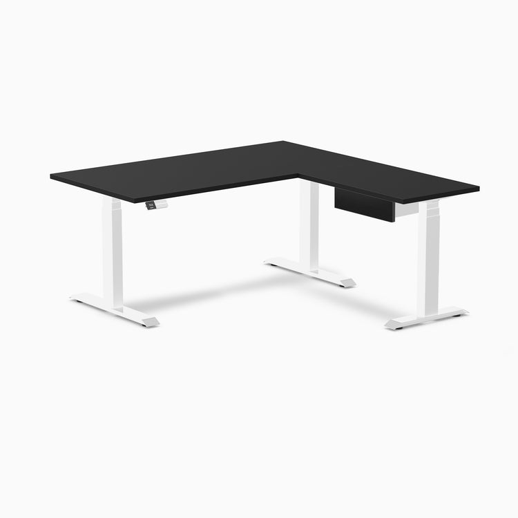 Desky Eco L-Shape Melamine Standing Desk With Drawer