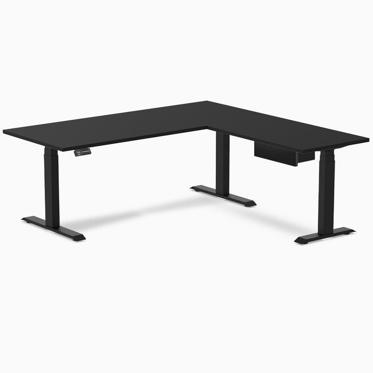 Desky Eco L-Shape Melamine Standing Desk With Drawer