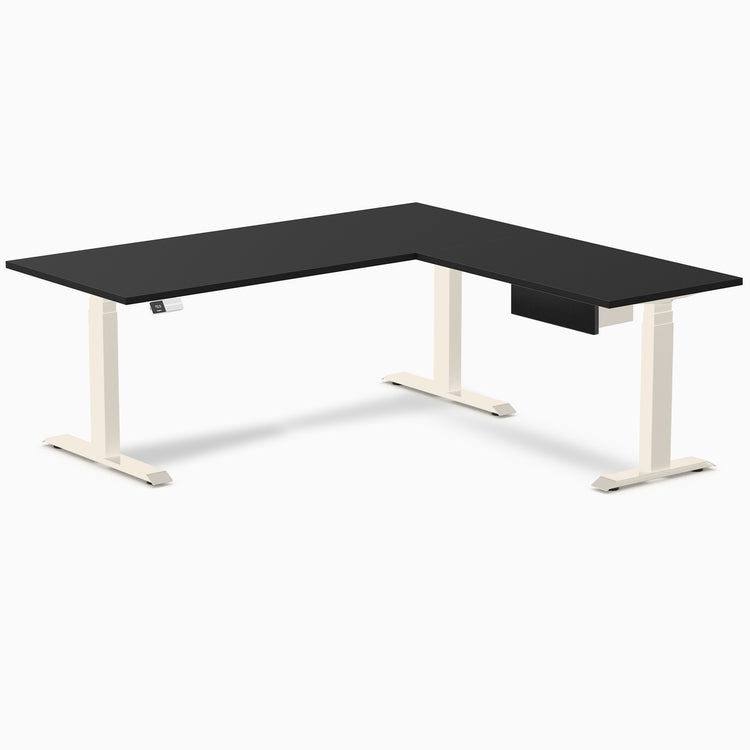 Desky Eco L-Shape Melamine Standing Desk With Drawer