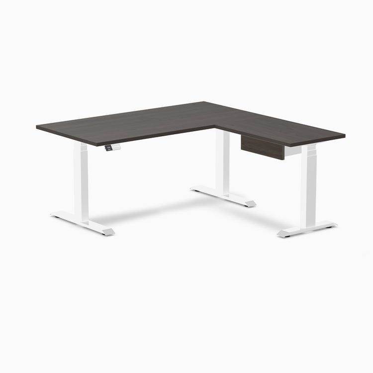 Desky Eco L-Shape Melamine Standing Desk With Drawer