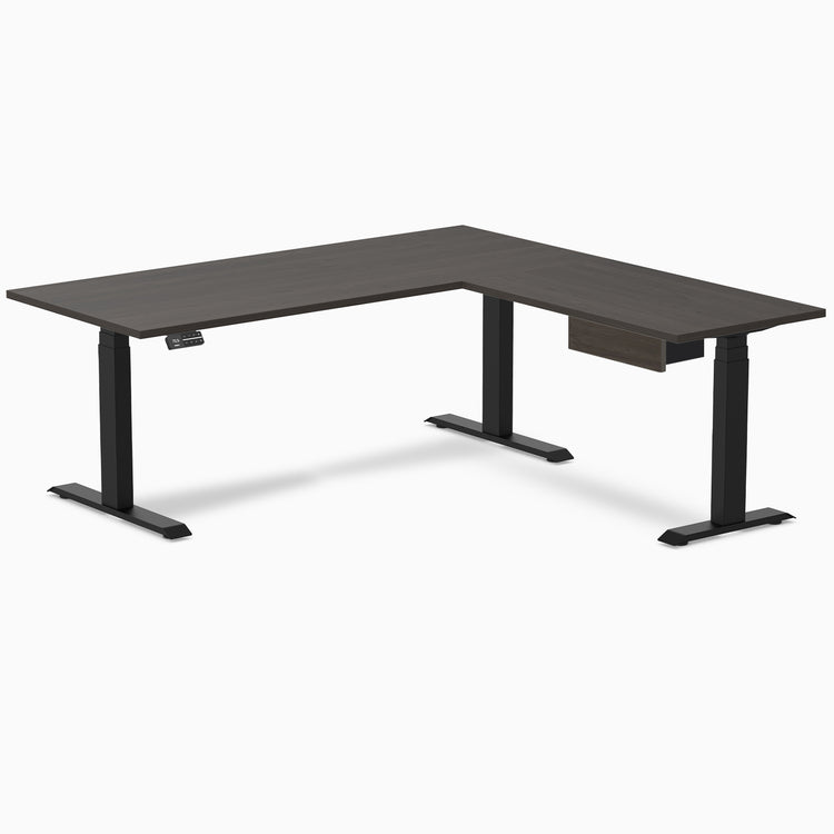 Desky Eco L-Shape Melamine Standing Desk With Drawer