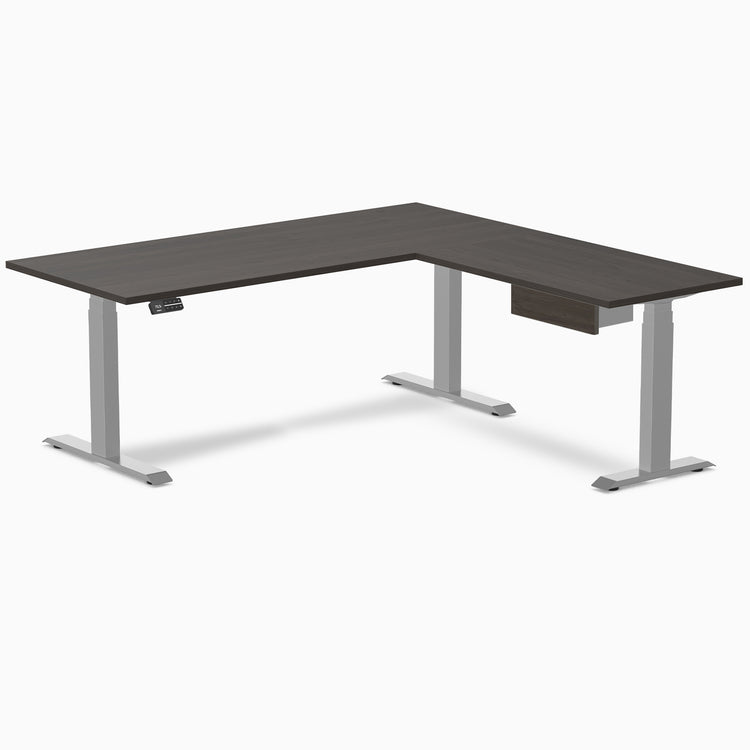 Desky Eco L-Shape Melamine Standing Desk With Drawer
