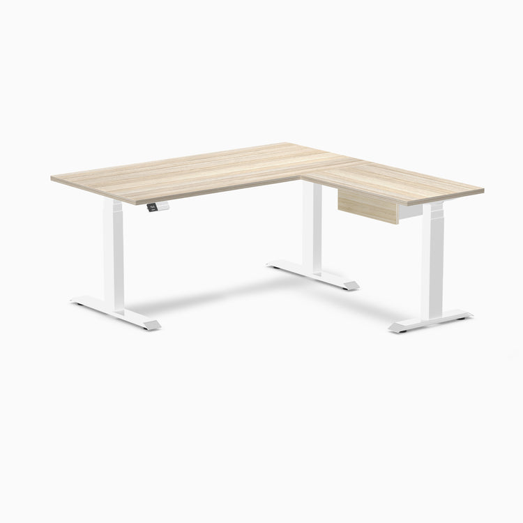 Desky Eco L-Shape Melamine Standing Desk With Drawer