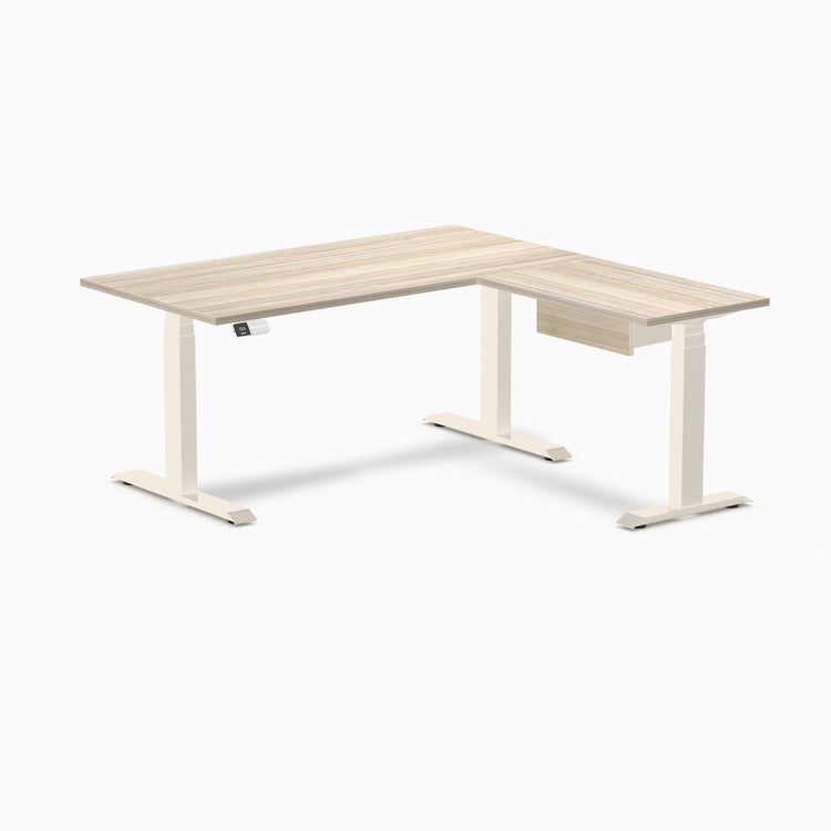 Desky Eco L-Shape Melamine Standing Desk With Drawer