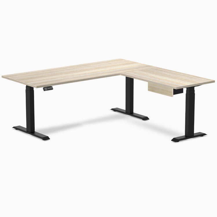 Desky Eco L-Shape Melamine Standing Desk With Drawer