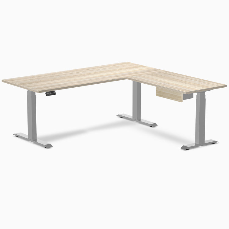 Desky Eco L-Shape Melamine Standing Desk With Drawer